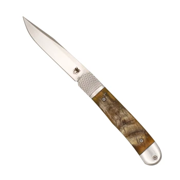 Cobratec Trapper Hidden Release Side Opening Automatic Knife Ram Horn Handle Satin D2 Blade CTTHRRMH