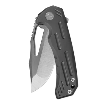 M Miguron Folding Knife Dark Gray Titanium Handle Vanax Recurve Tanto Plain Edge Hand Ground Rubbed Satin Finish MGR626TGY