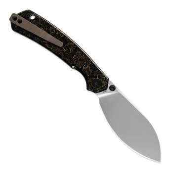M Miguron Hovor Folding Knife Black Aluminum Handle 19C27 Shilin Cutter Plain Edge Pearlescent Stonewash Finish MGR828BK