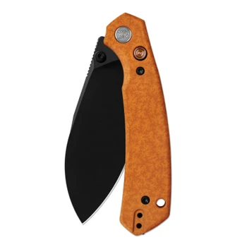 M Miguron Hovor Folding Knife Orange Aluminum Handle 19C27 Shilin Cutter Plain Edge Black PVD Finish MGR828OG