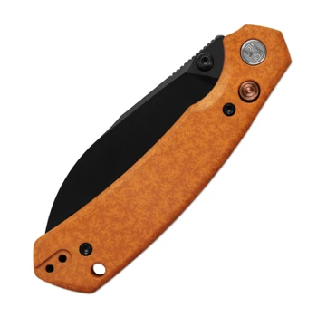 M Miguron Hovor Folding Knife Orange Aluminum Handle 19C27 Shilin Cutter Plain Edge Black PVD Finish MGR828OG