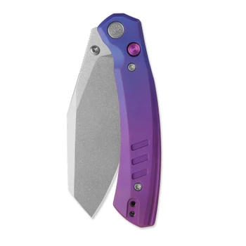 M Miguron Karok Folding Knife Blue/Purple Titanium Handle D2 Sheepsfoot Plain Edge Stonewash Finish MGR827TANO