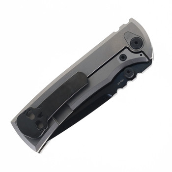 Chaves Redencion Street Integral Magnetic Scale Folding Knife Bright Stonewashed Titanium Handle Black PVD M390 Drop Point Blade