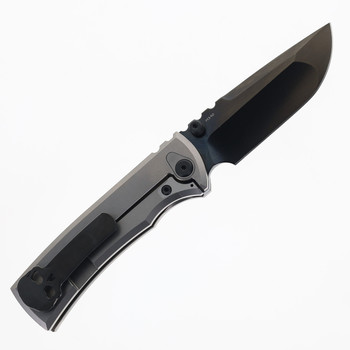 Chaves Redencion Street Integral Magnetic Scale Folding Knife Bright Stonewashed Titanium Handle Black PVD M390 Drop Point Blade