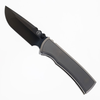 Chaves Redencion Street Integral Magnetic Scale Folding Knife Bright Stonewashed Titanium Handle Black PVD M390 Drop Point Blade