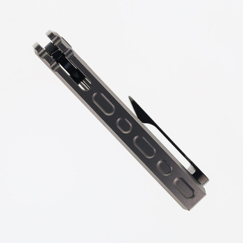 Chaves Redencion Street Integral Magnetic Scale Folding Knife Bright Stonewashed Titanium Handle Black PVD M390 Tanto Blade