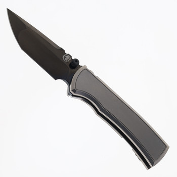 Chaves Redencion Street Integral Magnetic Scale Folding Knife Bright Stonewashed Titanium Handle Black PVD M390 Tanto Blade