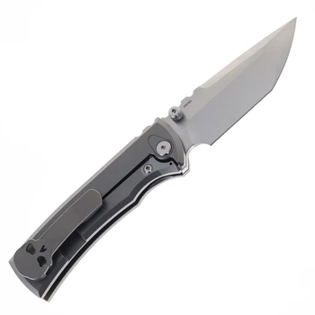 Chaves Redencion Street Integral Magnetic Scale Folding Knife Stonewashed Titanium Handle Belt Satin M390 Tanto Blade