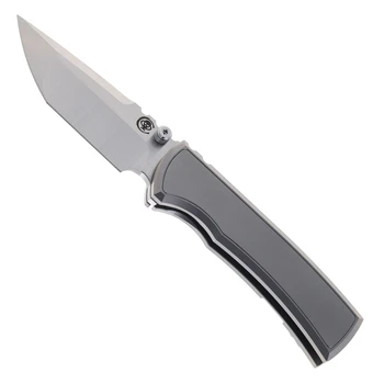 Chaves Redencion Street Integral Magnetic Scale Folding Knife Stonewashed Titanium Handle Belt Satin M390 Tanto Blade