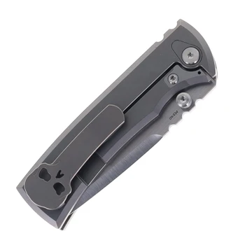 Chaves Redencion Street Integral Magnetic Scale Folding Knife Stonewashed Titanium Handle Belt Satin M390 Tanto Blade