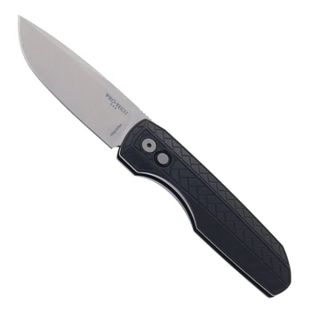 (Off Centered) Open Box/Returned Pro-Tech Vero Synapse 2 Automatic Knife Black Herringbone Aluminum Stonewashed MagnaMax VERO2105-MM