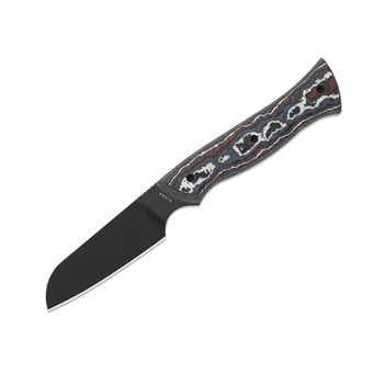 Kizer Whip Tail Fxed Blade Knife Multicolor FatCarbon Nebula & GID G10 Handle 10V Sheepsfoot Plain Edge Black Coating Finish 1131A1