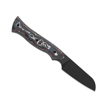 Kizer Whip Tail Fxed Blade Knife Multicolor FatCarbon Nebula & GID G10 Handle 10V Sheepsfoot Plain Edge Black Coating Finish 1131A1