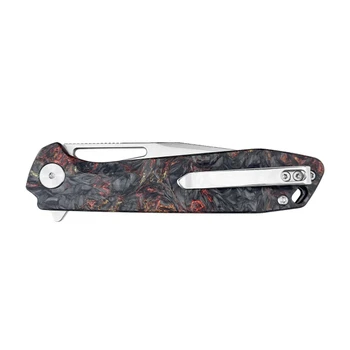 (Scratch on Blade) Open Box/Returned Wixco Ragnar Folding Knife Red Shredded Carbon Fiber Handle 14C28N Plain Edge Satin Finish WX11-C
