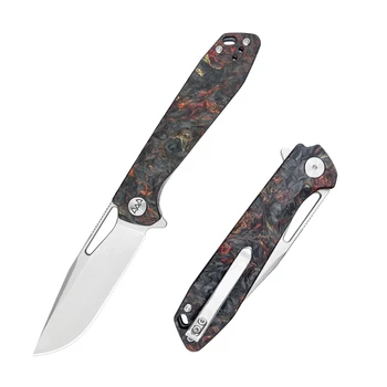 (Scratch on Blade) Open Box/Returned Wixco Ragnar Folding Knife Red Shredded Carbon Fiber Handle 14C28N Plain Edge Satin Finish WX11-C