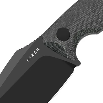 Kizer Cabox II Fixed Blade Knife Black Micarta Handle AEB-L Drop Point Plain Edge Black PVD Coating Finish 1128A1