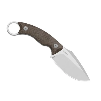 Kizer Cabox II Fixed Blade Knife Brown Micarta Handle AEB-L Drop Point Plain Edge Satin Finish 1128A2