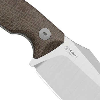 Kizer Cabox II Fixed Blade Knife Brown Micarta Handle AEB-L Drop Point Plain Edge Satin Finish 1128A2