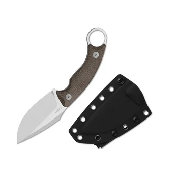 Kizer Cabox II Fixed Blade Knife Brown Micarta Handle AEB-L Drop Point Plain Edge Satin Finish 1128A2