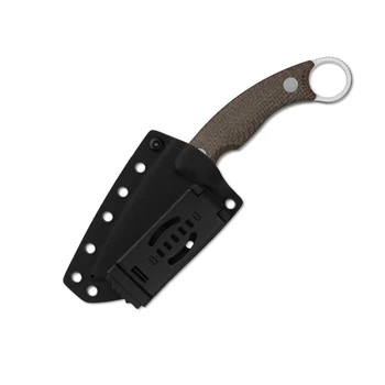 Kizer Cabox II Fixed Blade Knife Brown Micarta Handle AEB-L Drop Point Plain Edge Satin Finish 1128A2