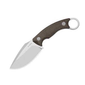Kizer Cabox II Fixed Blade Knife Brown Micarta Handle AEB-L Drop Point Plain Edge Satin Finish 1128A2