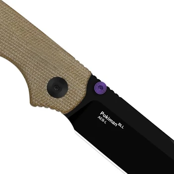 Kizer Pokiman BLL Folding Knife Brown Micarta Handle AEB-L Drop Point Plain Edge Black PVD Finish V3789BDA1
