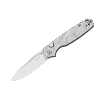 Kizer Pokiman BLL Folding Knife Silver Aluminum Foil/G10 Handle AEB-L Clip Point Plain Edge Satin Finish V3789BCA1