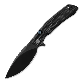 Miguron Celora Folding Knife Black Aluminum Handle 19C27 Drop Point Plain Edge Black PVD Finish MGR831BK