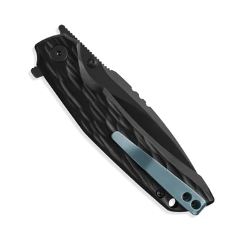 Miguron Celora Folding Knife Black Aluminum Handle 19C27 Drop Point Plain Edge Black PVD Finish MGR831BK