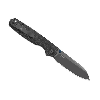 Kizer Pokiman BLL Folding Knife Black Micarta Handle AEB-L Sheepsfoot Plain Edge Gray PVD Finish V3789BSA1