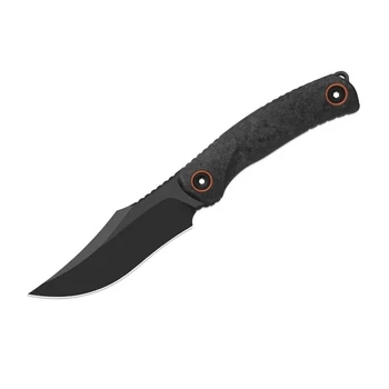 Kizer Pioneer Fix Fixed Blade Knife Black Carbon Fiber/G10 Handle M390 Clip Point Plain Edge Flat Brushed /Matte DLC Ultra Finish ZX-FB03A1
