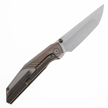 Ketuo Raijin Folding Knife Bronze Titanium Handle M390 Plain Edge Stonewash Finish Raijin SW