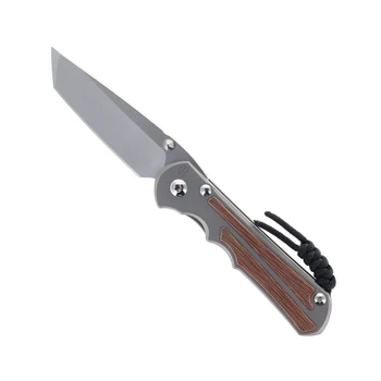 (Scratch on blade) Open Box/Returned Chris Reeve Large Inkosi Folding Knife Glass Blasted Titanium Handle w/ Natural Micarta Inlay Magnacut Tanto Plain Edge LIN-1134
