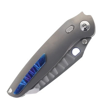 Ketuo Dirty Bird V2 Folding Knife Gray Titanium/Timascus Inlay Handle M390 Wharncliffe Plain Edge Bead Blast Finish Dirty Bird V2/P