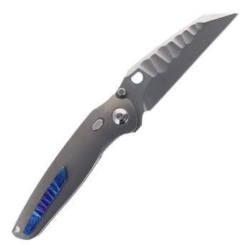Ketuo Dirty Bird V2 Folding Knife Gray Titanium/Timascus Inlay Handle M390 Wharncliffe Plain Edge Bead Blast Finish Dirty Bird V2/P
