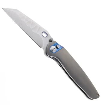 Ketuo Dirty Bird V2 Folding Knife Gray Titanium/Timascus Inlay Handle M390 Wharncliffe Plain Edge Bead Blast Finish Dirty Bird V2/P