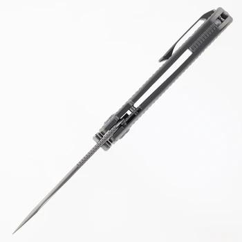 (Bent Clip) Open Box/Returned Kunwu Verta Excalibur Folding Knife Textured Titanium Handle Satin Elmax Blade B709-T1A