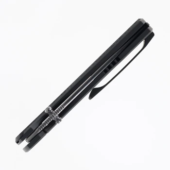 Piratech Saga Folding Knife Bead Blast Titanium/Shredded Carbon Fiber Handle  S90V Plain Edge Satin Finish S01CF01