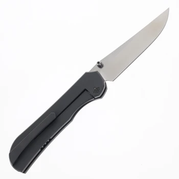 Piratech Saga Folding Knife Bead Blast Titanium/Shredded Carbon Fiber Handle  S90V Plain Edge Satin Finish S01CF01