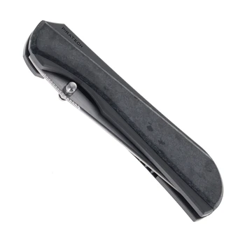 Piratech Saga Folding Knife Bead Blast Titanium/Shredded Carbon Fiber Handle  S90V Plain Edge Satin Finish S01CF01