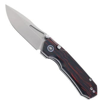 Remette Rhino Folding Knife Black/Red G10 Handle 14C28N Plain Edge Ceramic Sandblast Finish RNGC5