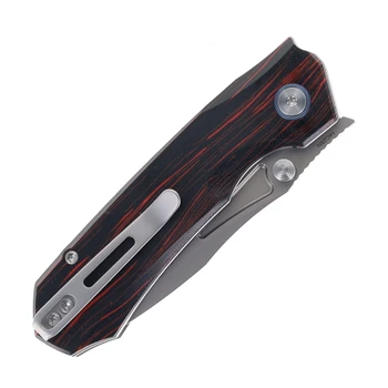 Remette Rhino Folding Knife Black/Red G10 Handle 14C28N Plain Edge Ceramic Sandblast Finish RNGC5