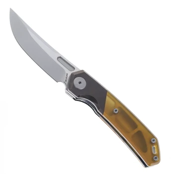 Meteor Knives Kazan Front Flipper Folding Knife PEI Handle 10Cr15CoMoV Stonewash Blade LX09D