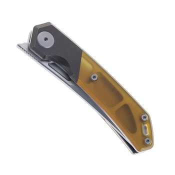 Meteor Knives Kazan Front Flipper Folding Knife PEI Handle 10Cr15CoMoV Stonewash Blade LX09D