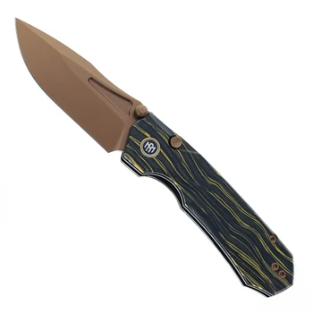 Remette Rhino Folding Knife Black/Green G10 Handle Plain Edge Titanium Plating Finish RNGC9
