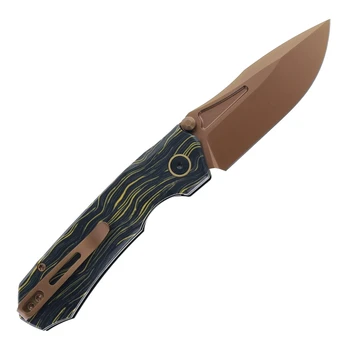 Remette Rhino Folding Knife Black/Green G10 Handle Plain Edge Titanium Plating Finish RNGC9