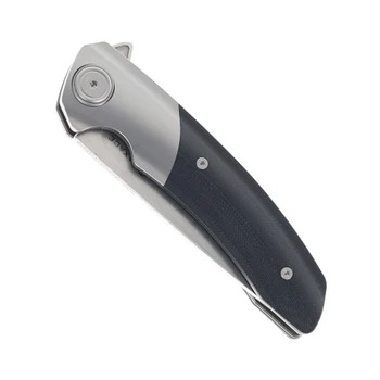 Maxace Mamba Folding Knife Black G10/Titanium Handle 10Cr15CoMoV Drop Point Plain Edge Satin Finish M16H