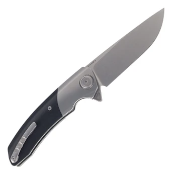 Maxace Mamba Folding Knife Black G10/Titanium Handle 10Cr15CoMoV Drop Point Plain Edge Satin Finish M16H