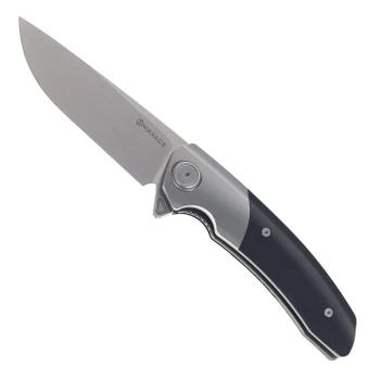 Maxace Mamba Folding Knife Black G10/Titanium Handle 10Cr15CoMoV Drop Point Plain Edge Satin Finish M16H