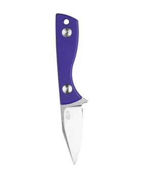 Auxiliary Manufacturing Runt Fixed Blade Knife Purple G10 Handle 14C28N Clip Point Plain Edge Stonewash Finish AUX011PPL